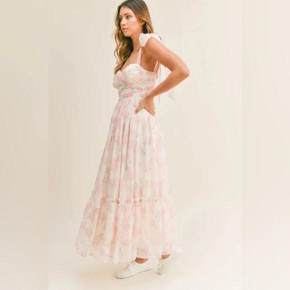 Mable Pink Floral Maxi Dress - Picture 3 of 8